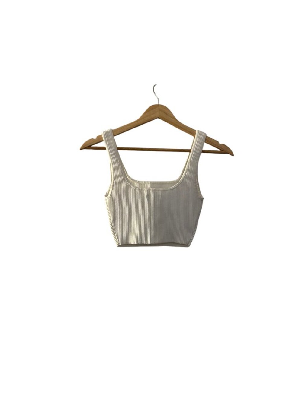 Aritzia Babaton Sculpt Knit Squareneck Cropped Tank White XS NWOT - Picture 2 of 5